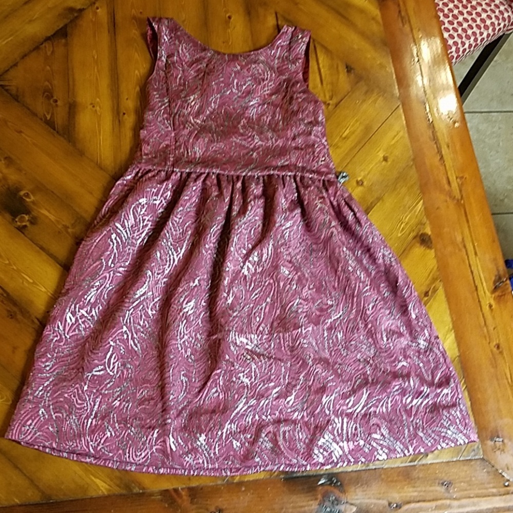 Beautiful little girl dress maroon and silver